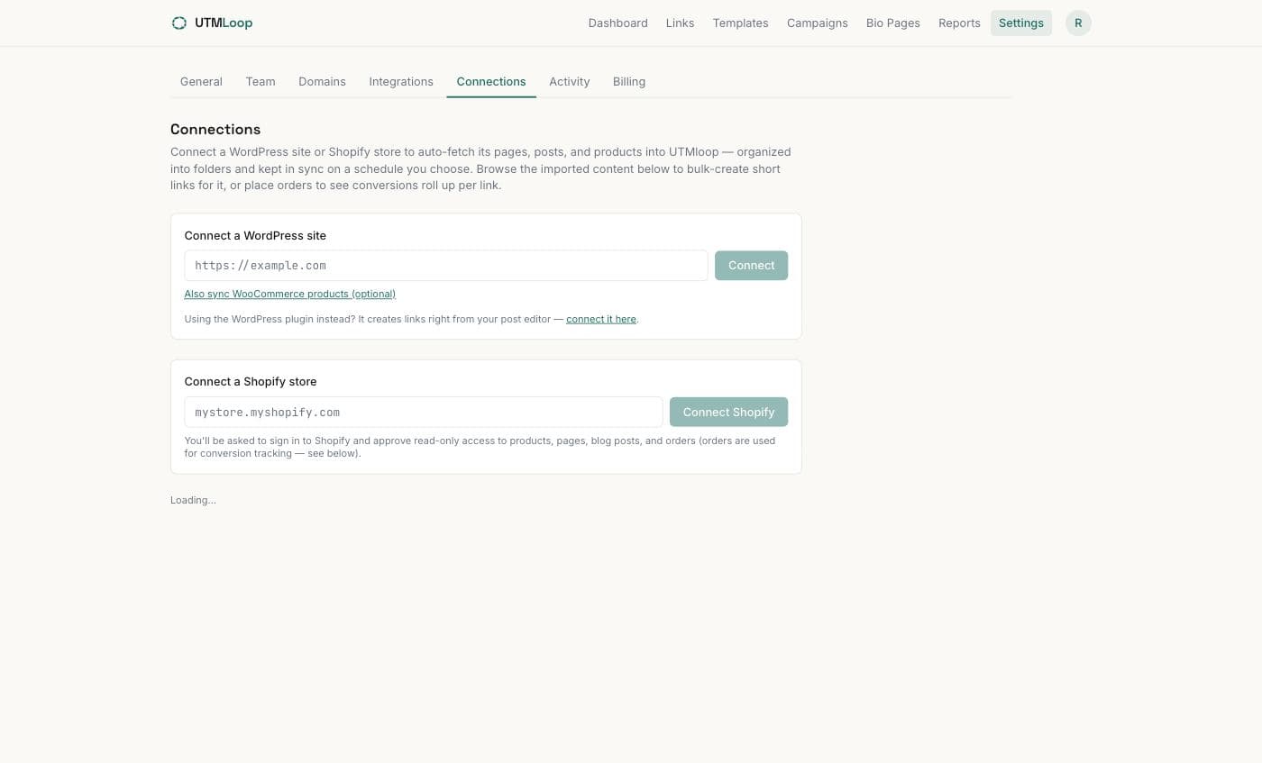 WooCommerce & Shopify order conversion tracking, screenshot from the UTMLoop app