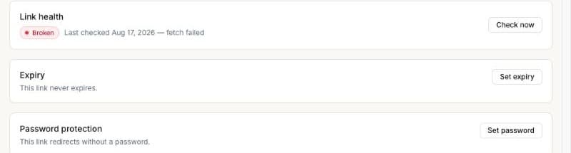 Automated Link Health & Broken-Link Alerts, screenshot from the UTMLoop app